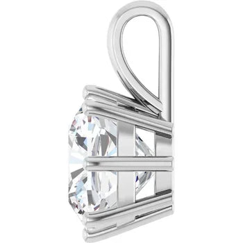 Cushion Solitaire Pendant with Attached Chain - 14K White Gold & 14K Yellow Gold — 1.00 to 5.00 CTW - The Lab Jewelry