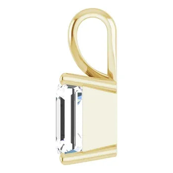 Emerald Split bail solitaire Pendant with Attached Chain - 14K White Gold & 14K Yellow Gold — 1.00 to 5.00 CTW - The Lab Jewelry
