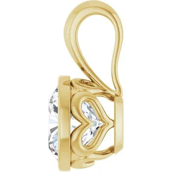 Cushion Bezel Solitaire Pendant with Attached Chain - 14K White Gold & 14K Yellow Gold — 1.00 to 5.00 CTW - The Lab Jewelry