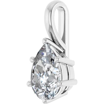 Pear Solitaire Pendant Pendant with Attached Chain