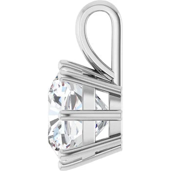 Cushion Solitaire Pendant Pendant with Attached Chain