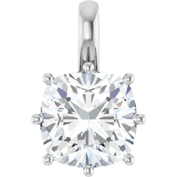 Cushion Solitaire Pendant Pendant with Attached Chain