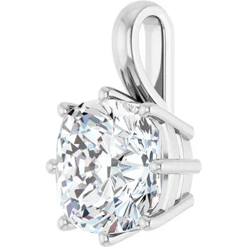 Cushion Solitaire Pendant with Attached Chain - 14K White Gold & 14K Yellow Gold — 1.00 to 5.00 CTW - The Lab Jewelry