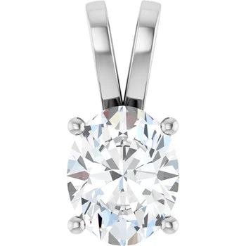 Oval Split bail solitaire Pendant Pendant with Attached Chain