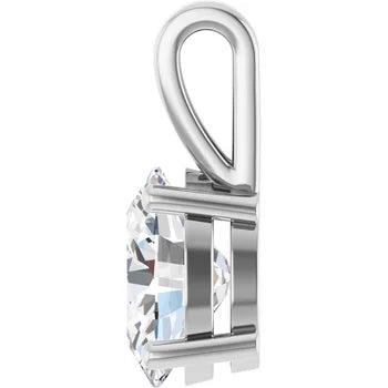 Oval Split bail solitaire Pendant Pendant with Attached Chain