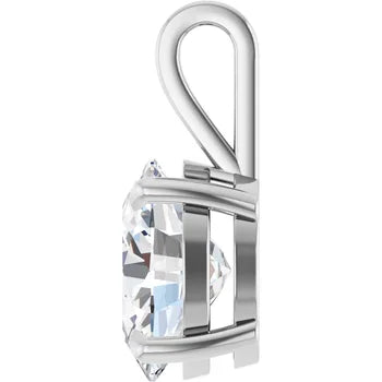 Oval Solitaire Pendant Pendant with Attached Chain