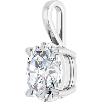 Oval Solitaire Pendant Pendant with Attached Chain