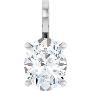 Oval Solitaire Pendant Pendant with Attached Chain
