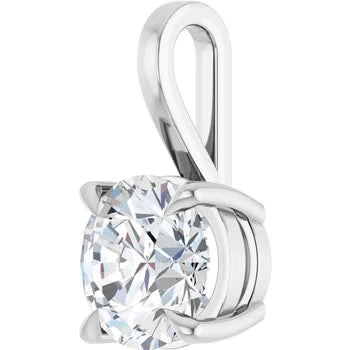 Round Solitaire Pendant Pendant with Attached Chain