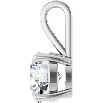 Round Solitaire Pendant Pendant with Attached Chain