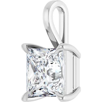 Princess Solitaire Pendant Pendant with Attached Chain