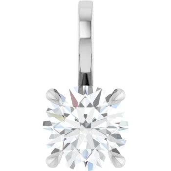 Round Solitaire Pendant Pendant with Attached Chain