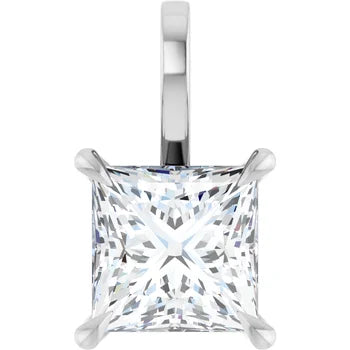 Princess Solitaire Pendant Pendant with Attached Chain