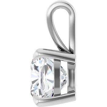 Cushion Split bail solitaire Pendant Pendant with Attached Chain