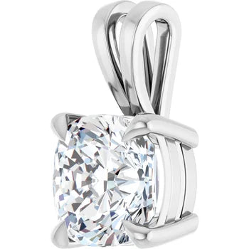 Cushion Split bail solitaire Pendant Pendant with Attached Chain