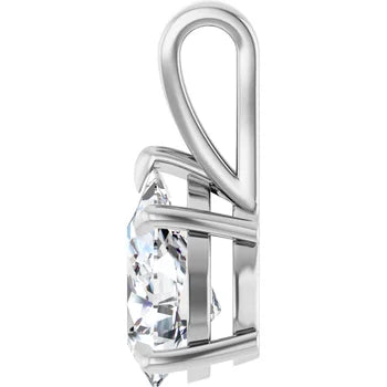 Pear Split bail solitaire Pendant Pendant with Attached Chain