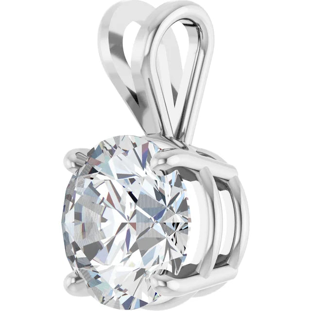 Round Split bail solitaire Pendant Pendant with Attached Chain