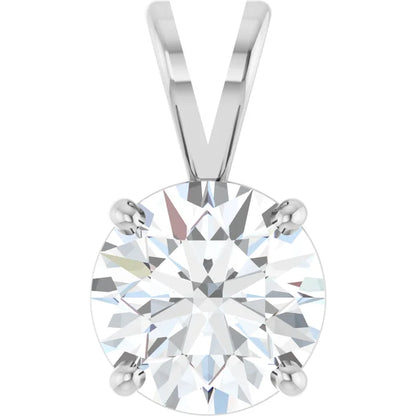 Round Split bail solitaire Pendant Pendant with Attached Chain