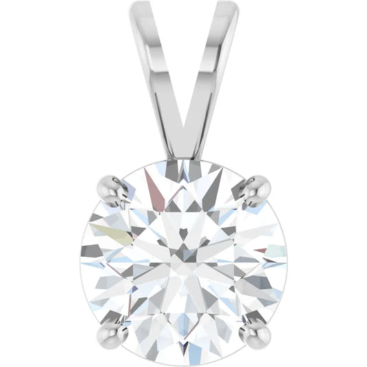 Round Split bail solitaire Pendant Pendant with Attached Chain