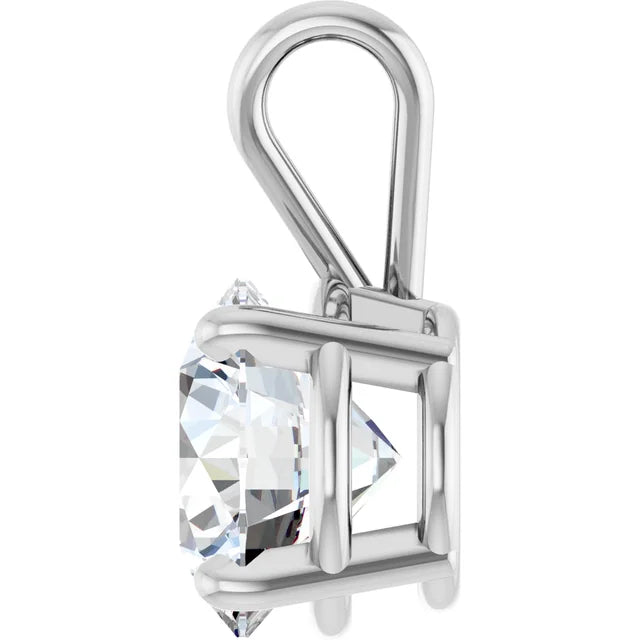 Round Split bail solitaire Pendant Pendant with Attached Chain