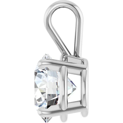 Round Split bail solitaire Pendant Pendant with Attached Chain