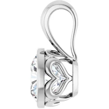 Cushion Bezel Solitaire Pendant with Attached Chain - 14K White Gold & 14K Yellow Gold — 1.00 to 5.00 CTW - The Lab Jewelry