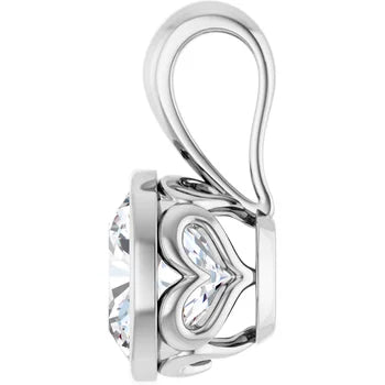 Cushion Bezel Solitaire Pendant Pendant with Attached Chain
