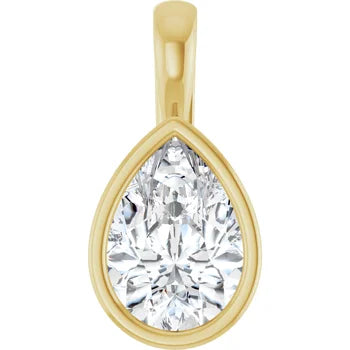 Pear Bezel Solitaire Pendant Pendant with Attached Chain