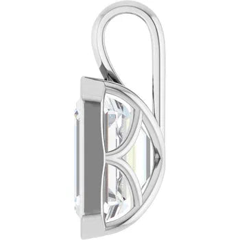 Emerald Bezel Solitaire Pendant with Attached Chain - 14K White Gold & 14K Yellow Gold — 1.00 to 5.00 CTW - The Lab Jewelry