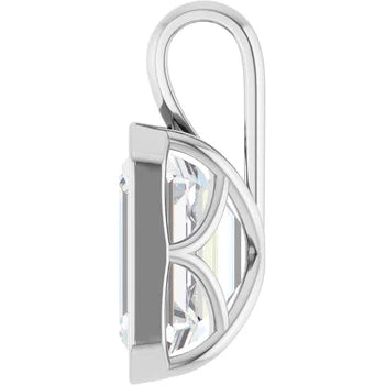 Emerald Bezel Solitaire Pendant Pendant with Attached Chain