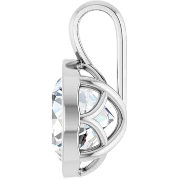 Round Bezel Solitaire Pendant Pendant with Attached Chain