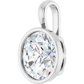 Round Bezel Solitaire Pendant Pendant with Attached Chain
