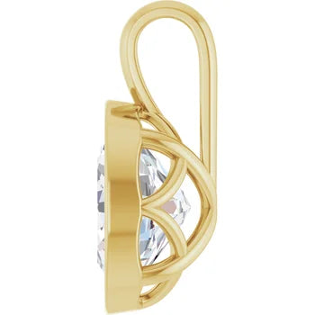 Oval Bezel Solitaire Pendant Pendant with Attached Chain