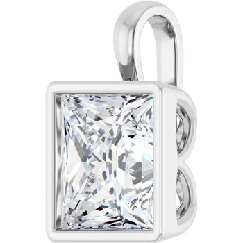 Princess Bezel Solitaire Pendant Pendant with Attached Chain