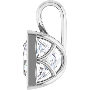Princess Bezel Solitaire Pendant Pendant with Attached Chain