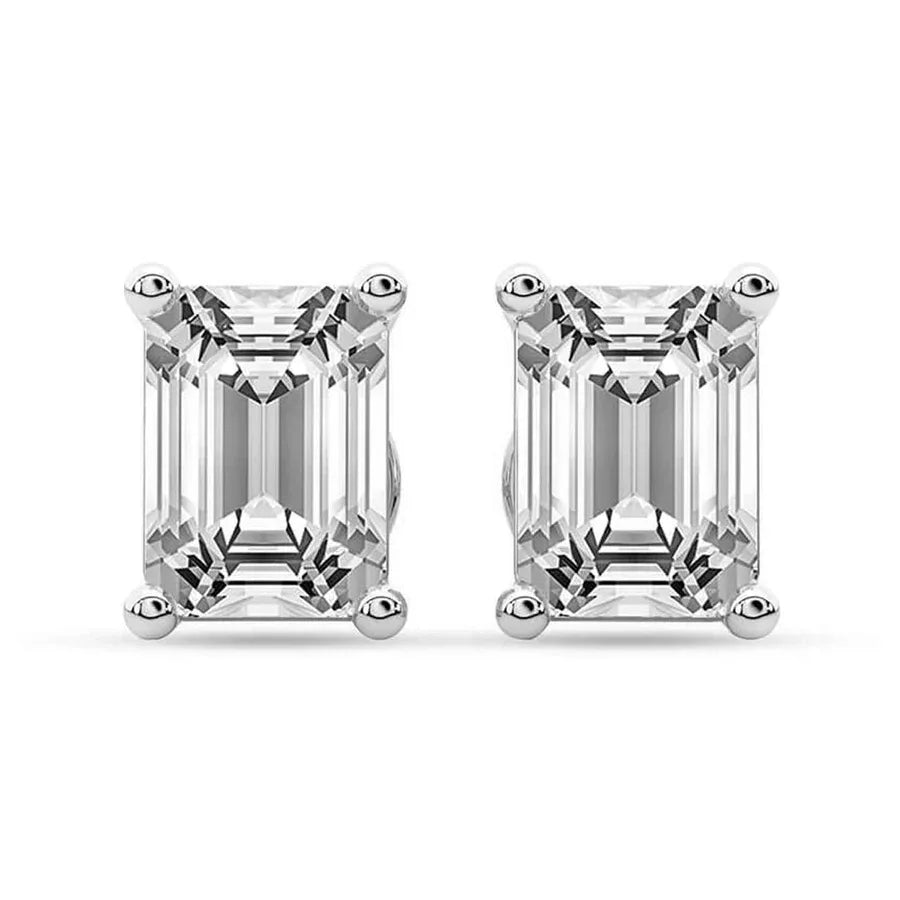 Emerald Classic Stud Earrings (IGI Certified) - 14K White Gold & 14K Yellow Gold — 1.00 to 6.00 CTW - The Lab Jewelry