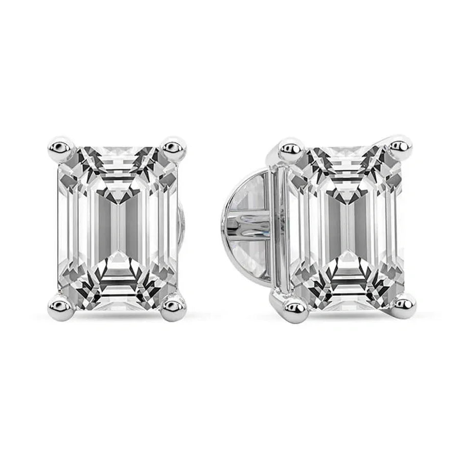 Emerald Classic Stud Earrings (IGI Certified) - 14K White Gold & 14K Yellow Gold — 1.00 to 6.00 CTW - The Lab Jewelry