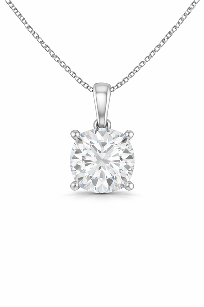 Round Solitaire Pendant Pendant with Attached Chain