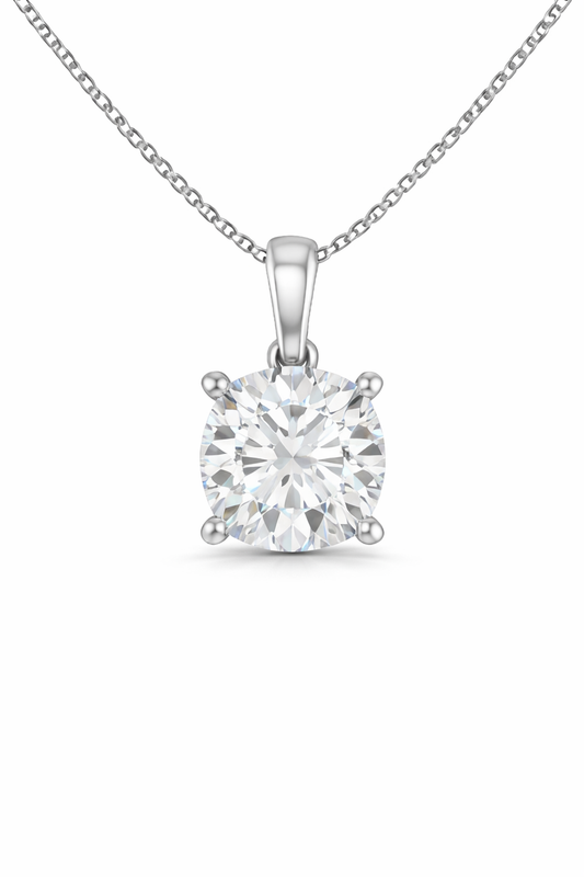 Round Solitaire Pendant Pendant with Attached Chain