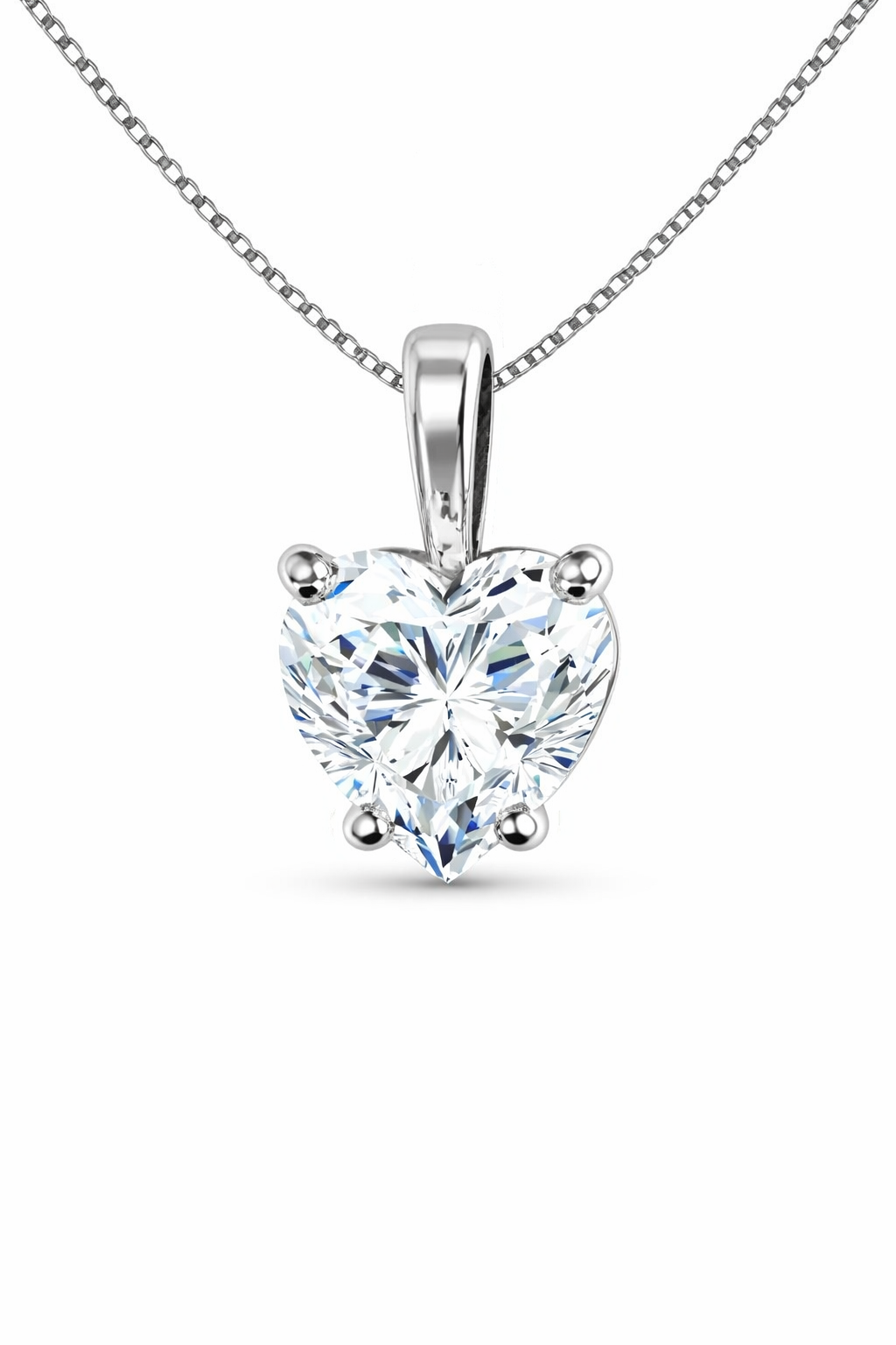 Heart Solitaire Pendant Pendant with Attached Chain