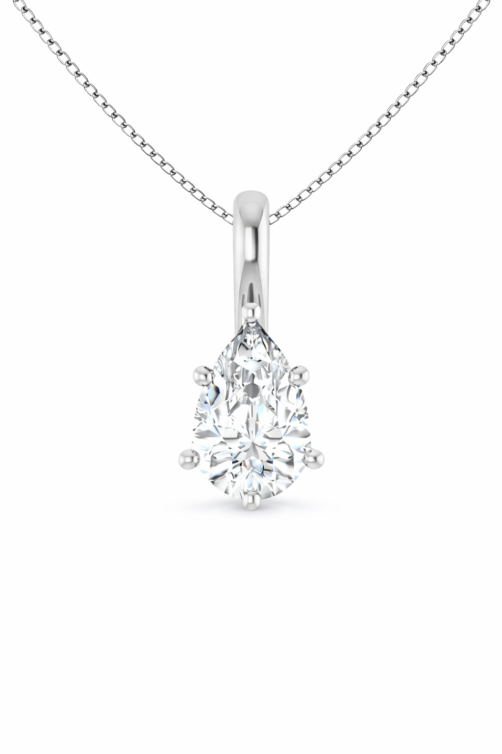 Pear Solitaire Pendant Pendant with Attached Chain