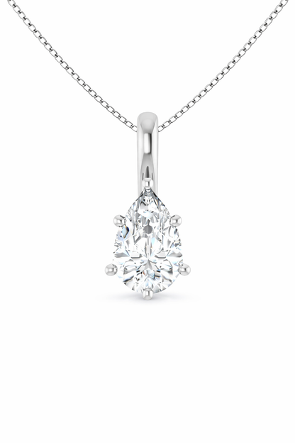 Pear Solitaire Pendant Pendant with Attached Chain