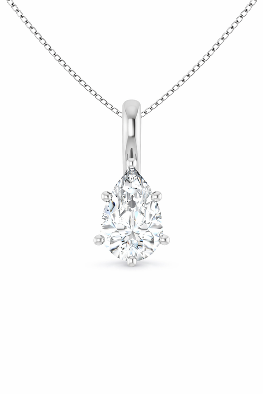 Pear Solitaire Pendant Pendant with Attached Chain