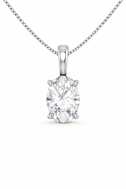 Oval Solitaire Pendant Pendant with Attached Chain
