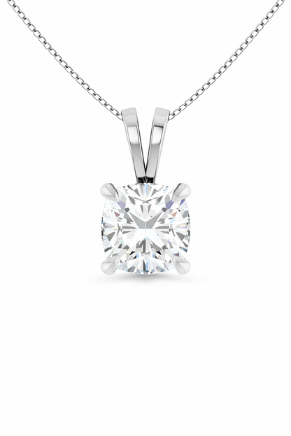 Cushion Split bail solitaire Pendant Pendant with Attached Chain