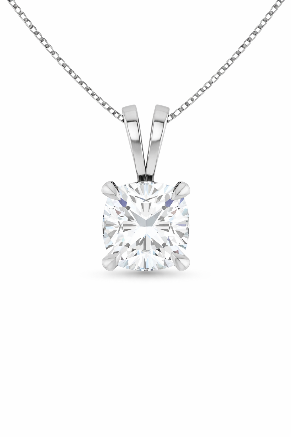 Round Split bail solitaire Pendant Pendant with Attached Chain