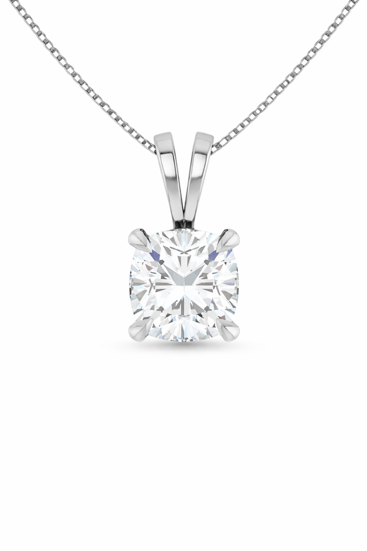 Round Split bail solitaire Pendant Pendant with Attached Chain