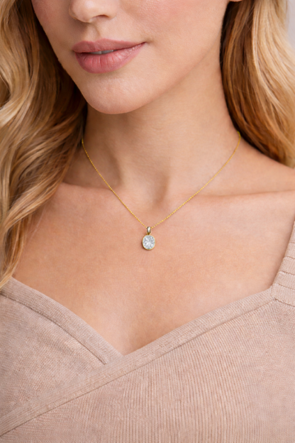 Oval Bezel Solitaire Pendant Pendant with Attached Chain