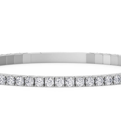 Lab-Grown Diamond Flexible Bangle - 14K White Gold & 14K Yellow Gold