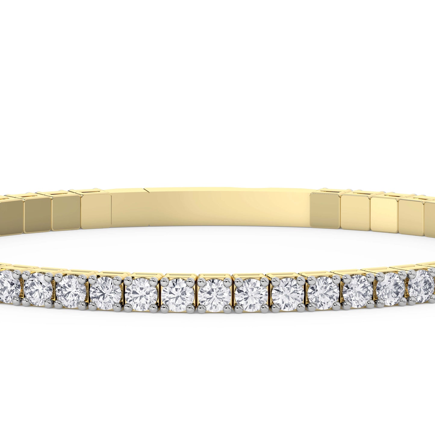 Lab-Grown Diamond Flexible Bangle - 14K White Gold & 14K Yellow Gold